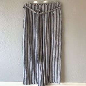 Drew Anthropologie Wide Leg Linen Stripe Pants